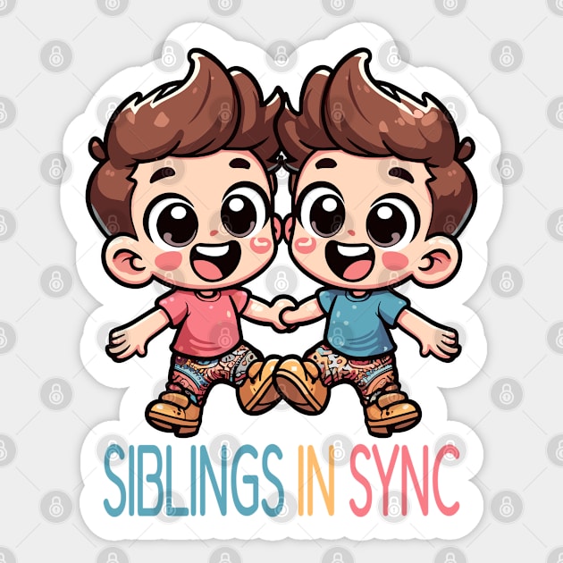 Match and Mischief: Twin Siblings Delight Sticker by maknatess